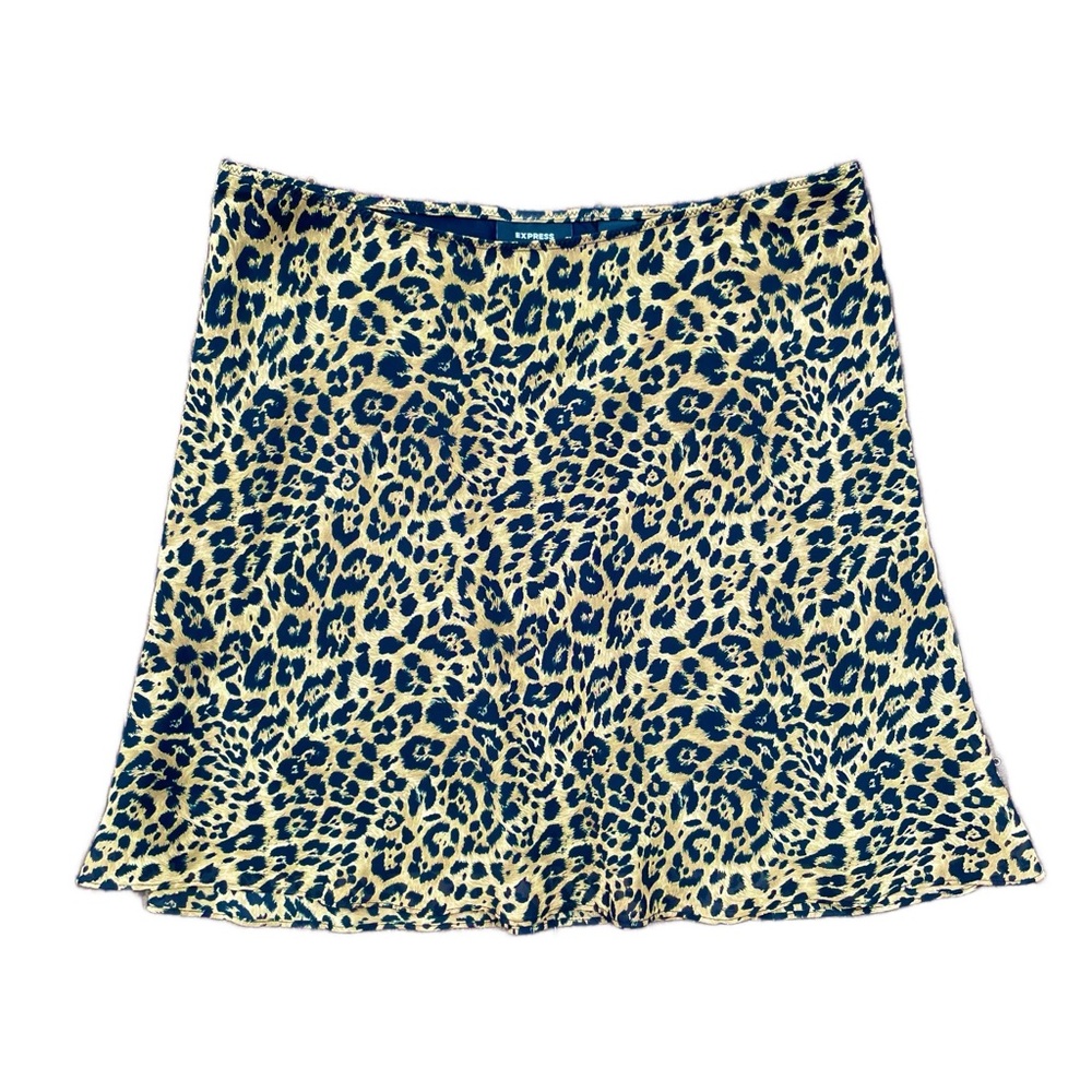 Express Y2K Vintage Leopard Print Mini Slip Skirt Medium